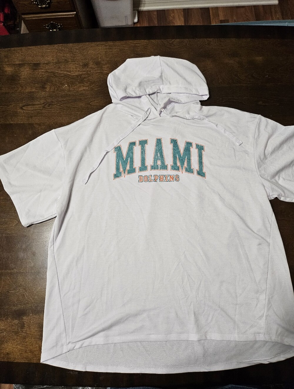 Womens Miami Dolphins White Short-Sleeve Hoodie